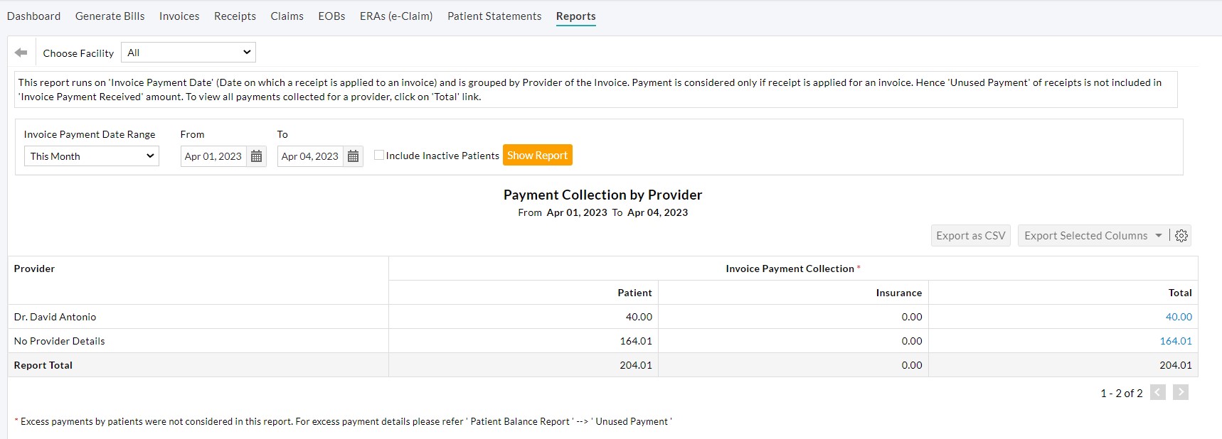 Payment Collection by Provider Payment Collection by Provider