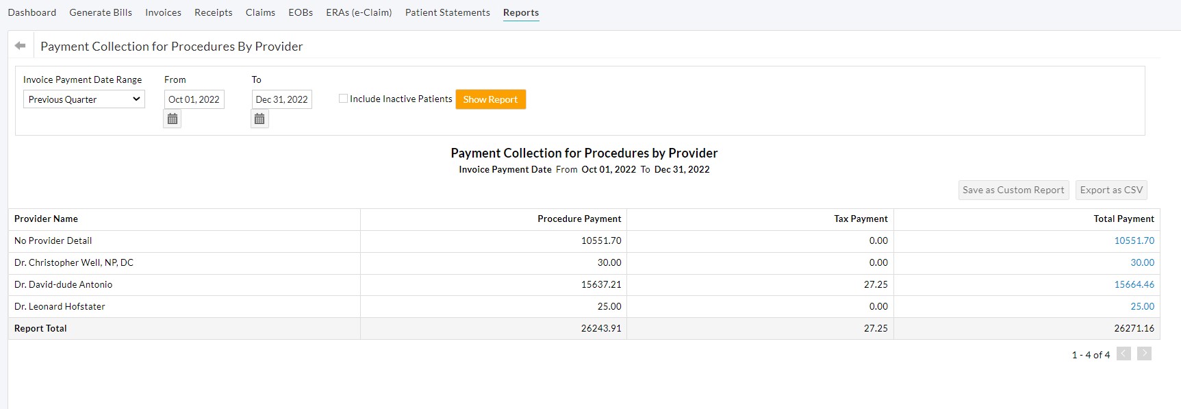 Payment Collection for Procedures by Provider Payment Collection for Procedures by Provider