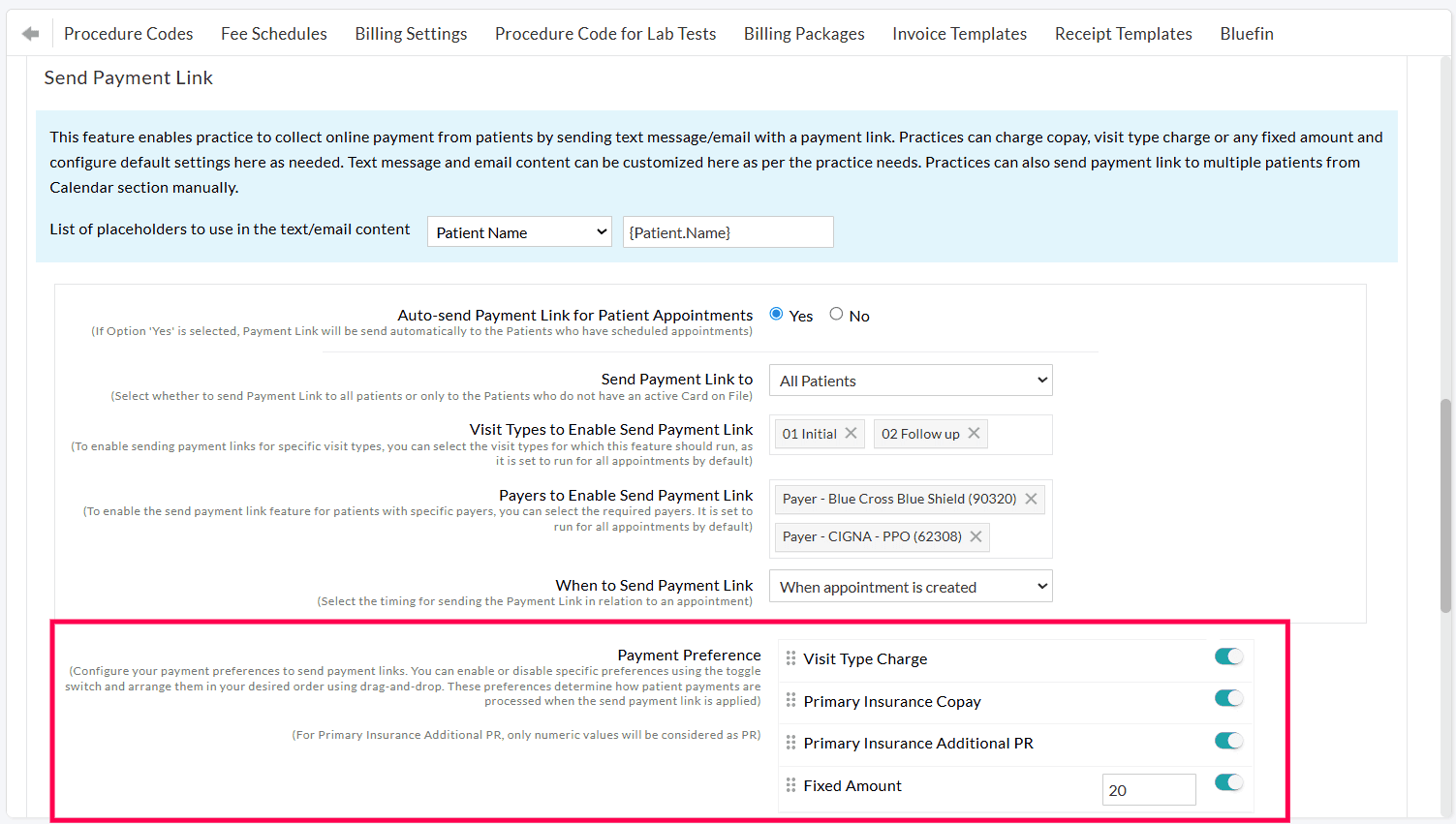 Payment Preference Settings Send Payment Links Payment Preference Settings Send Payment Links