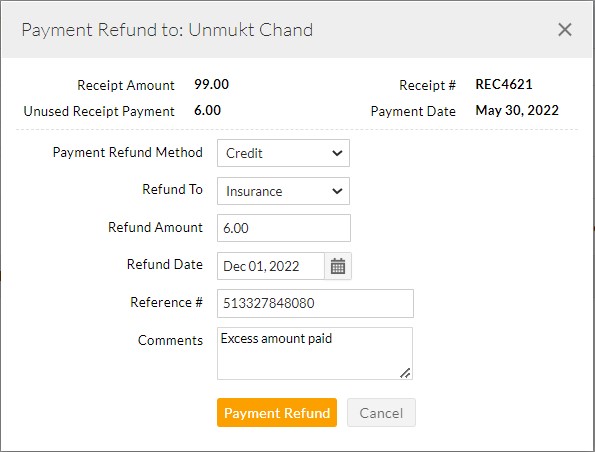 Payment Refund to Patient Payment Refund to Patient