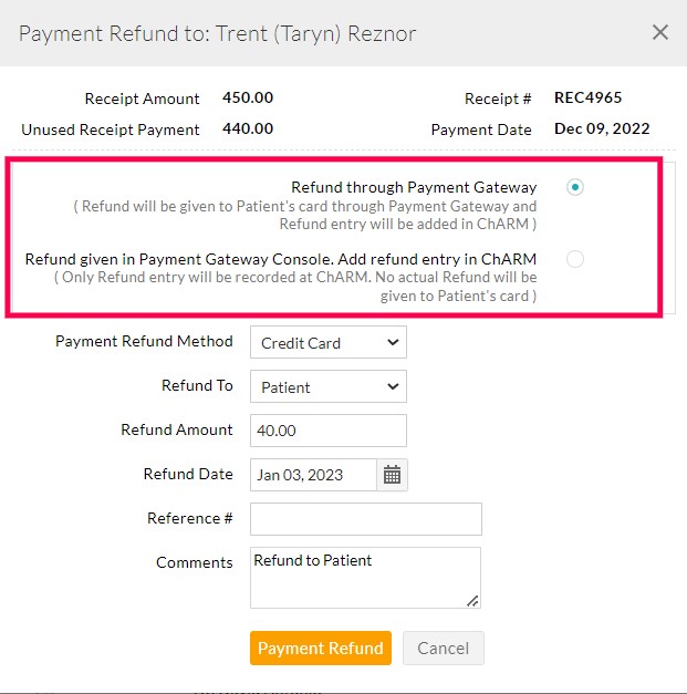Payment Refund Payment Refund