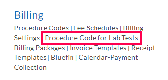 Procedure Code for Lab Tests