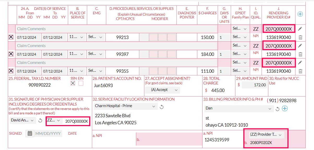 Provider Taxonomy in Claims