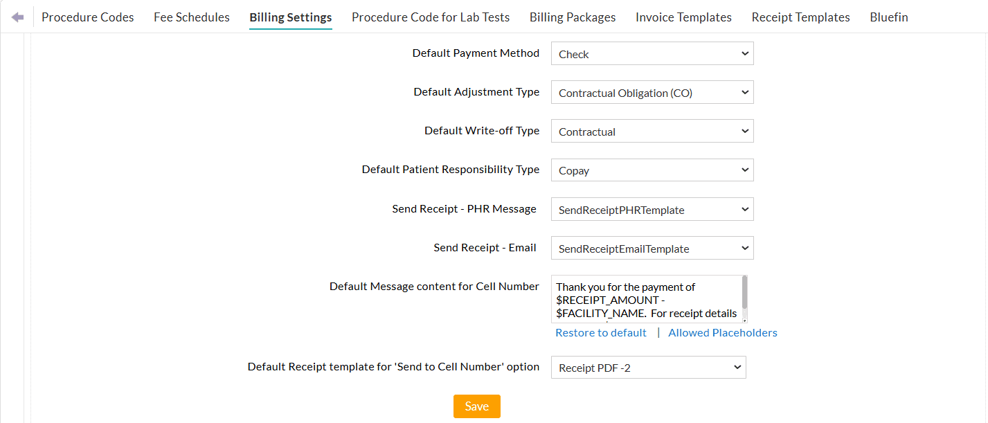 Receipt Settings Receipt Settings