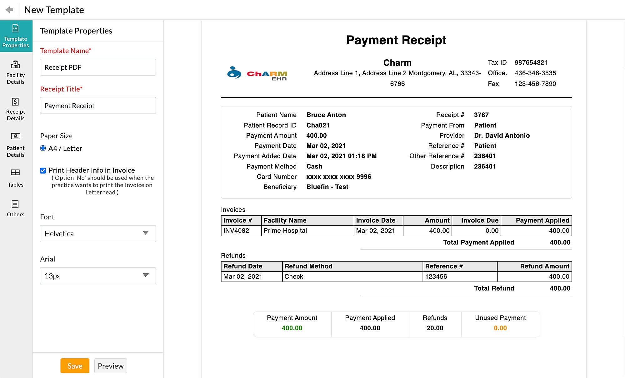 Receipt Template Customization