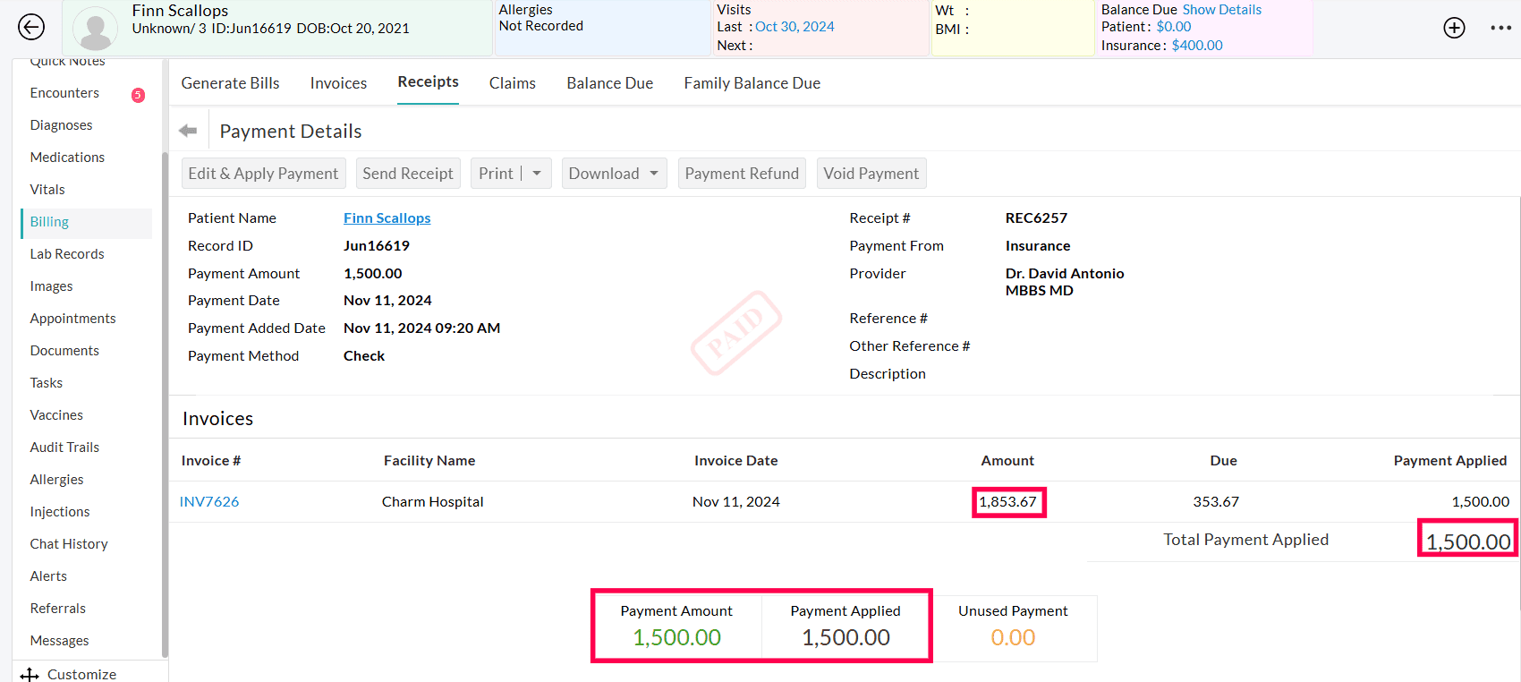 Receipts List View Receipts List View