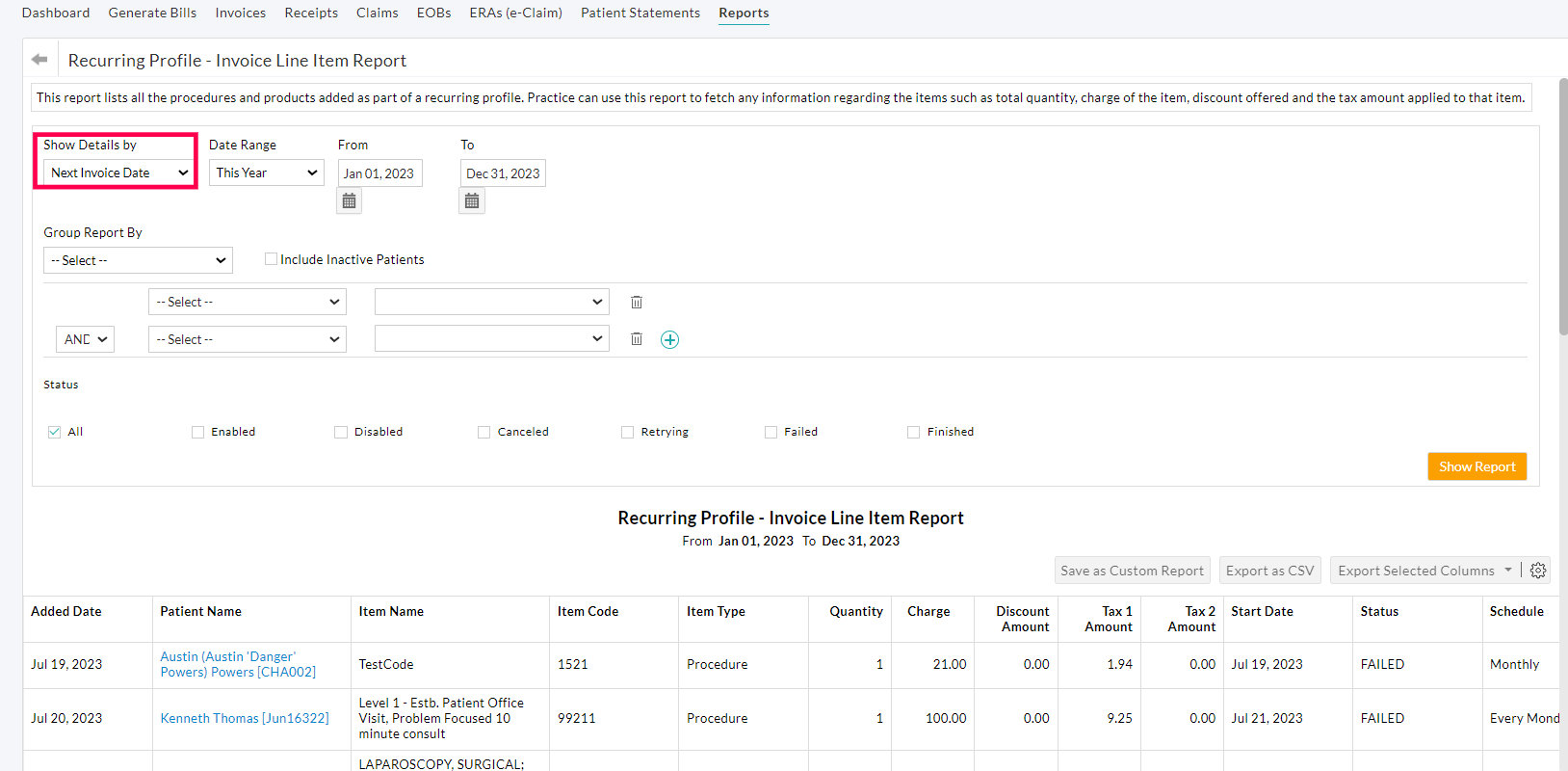 Recurring Profile - Invoice Line Item Report Recurring Profile - Invoice Line Item Report