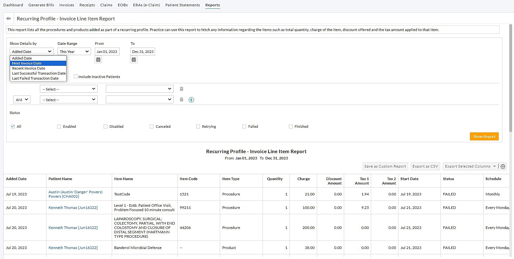 Recurring Profile - Invoice Line Item Report Recurring Profile - Invoice Line Item Report
