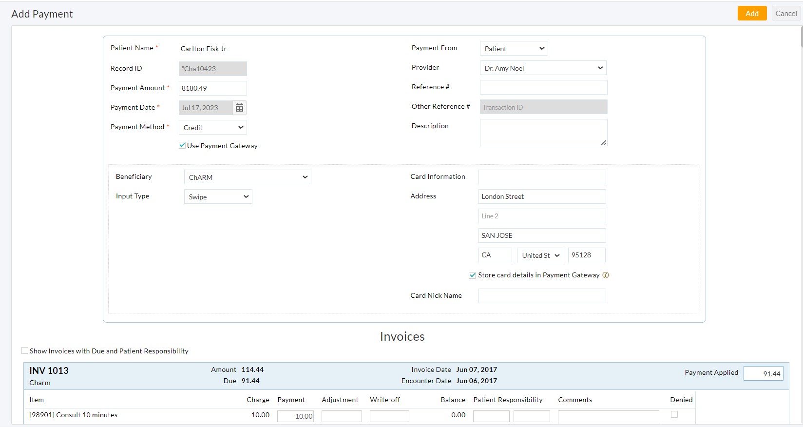 Sale Transactions from Patient Statements