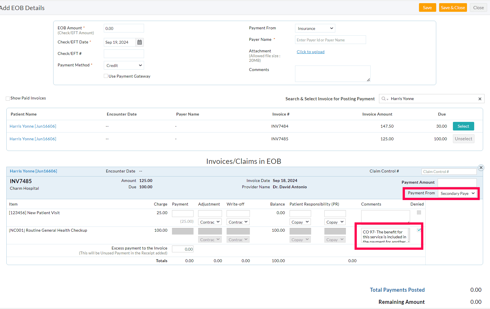 Secondary Denials in EOB Secondary Denials in EOB