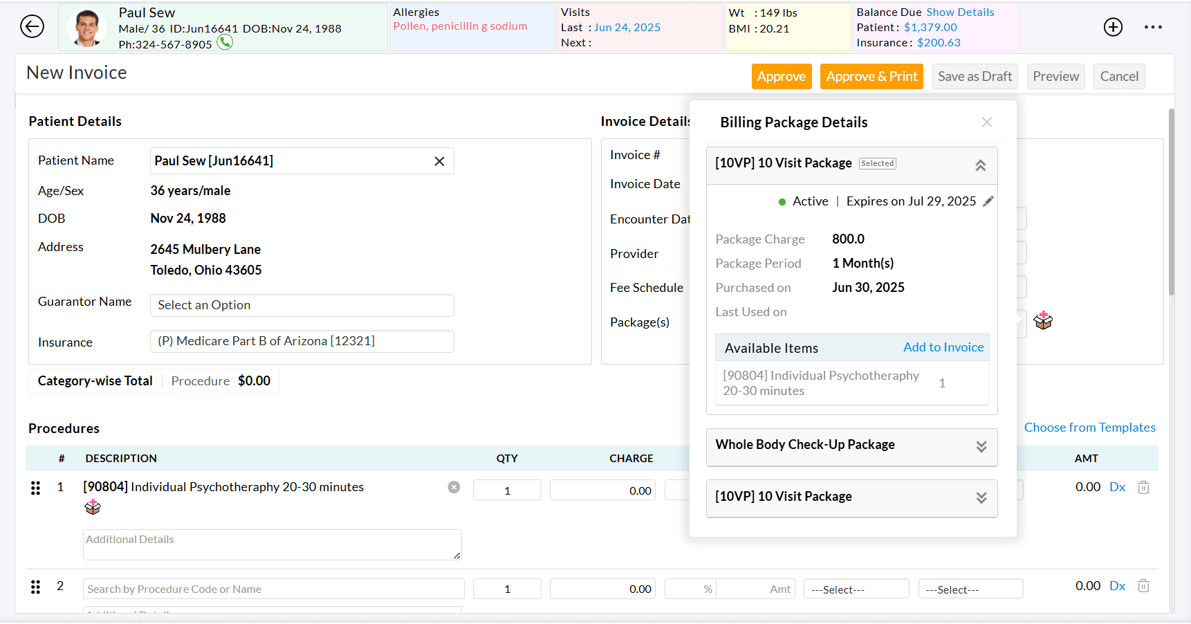Select Billing Package