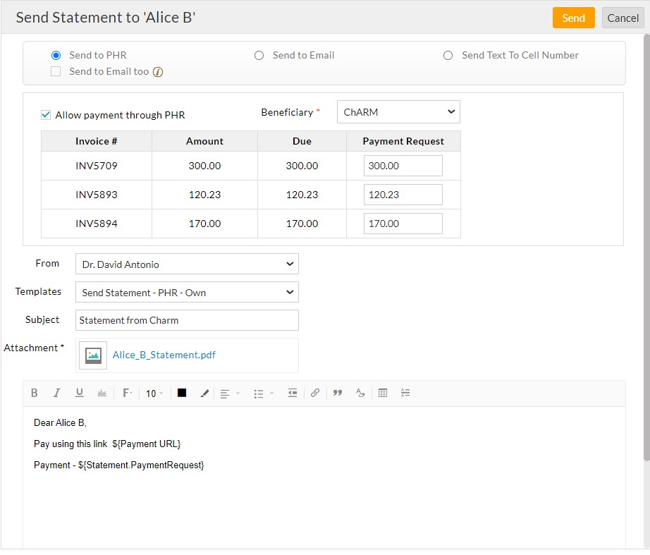 Send Statement Send Statement