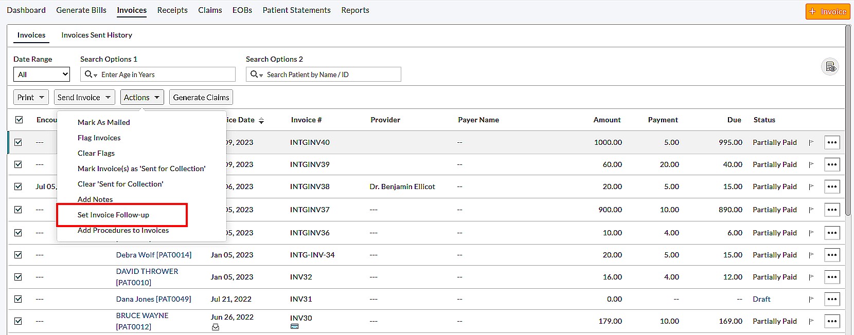 Set Invoice Follow-up