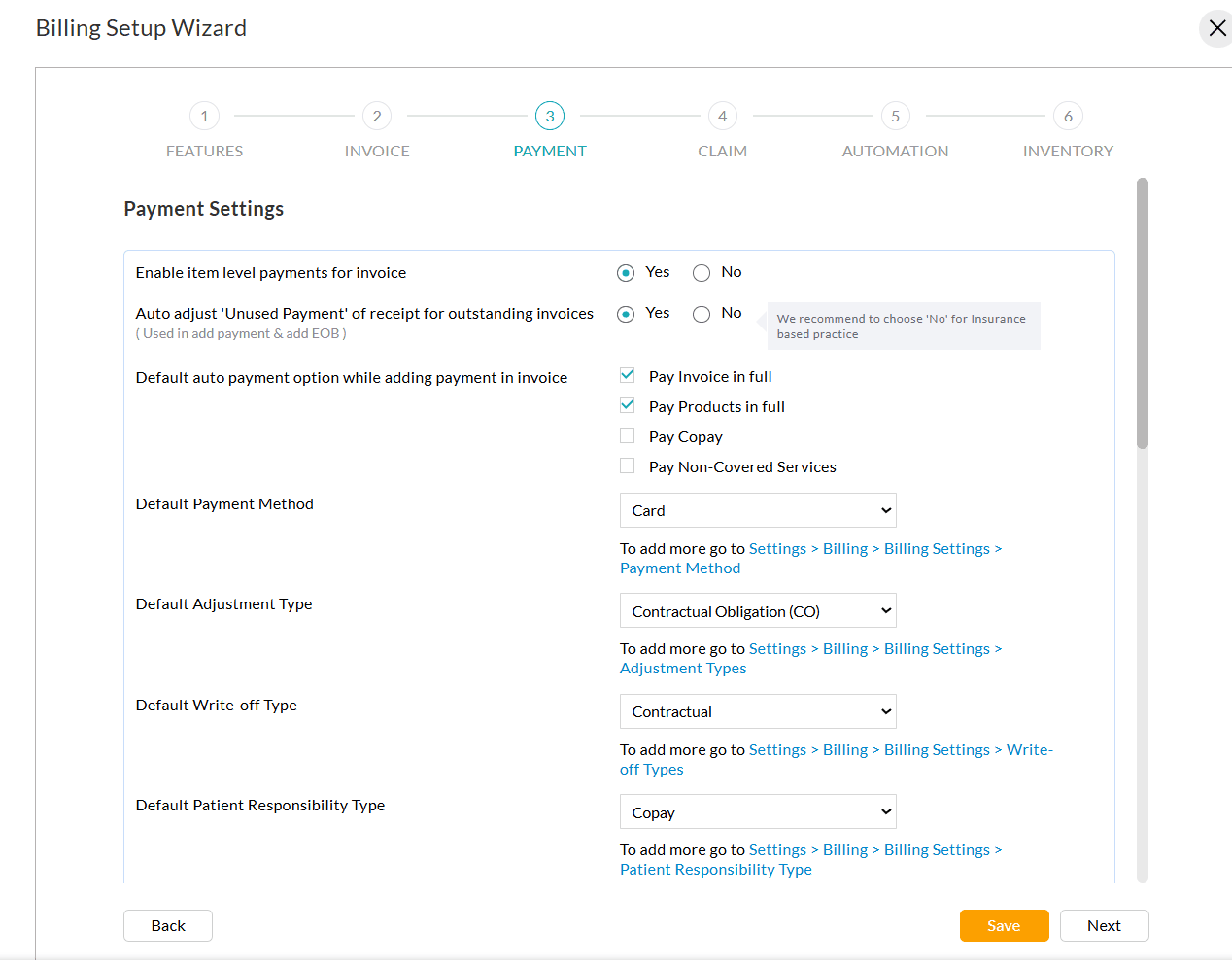 Setup Wizard Payment Settings