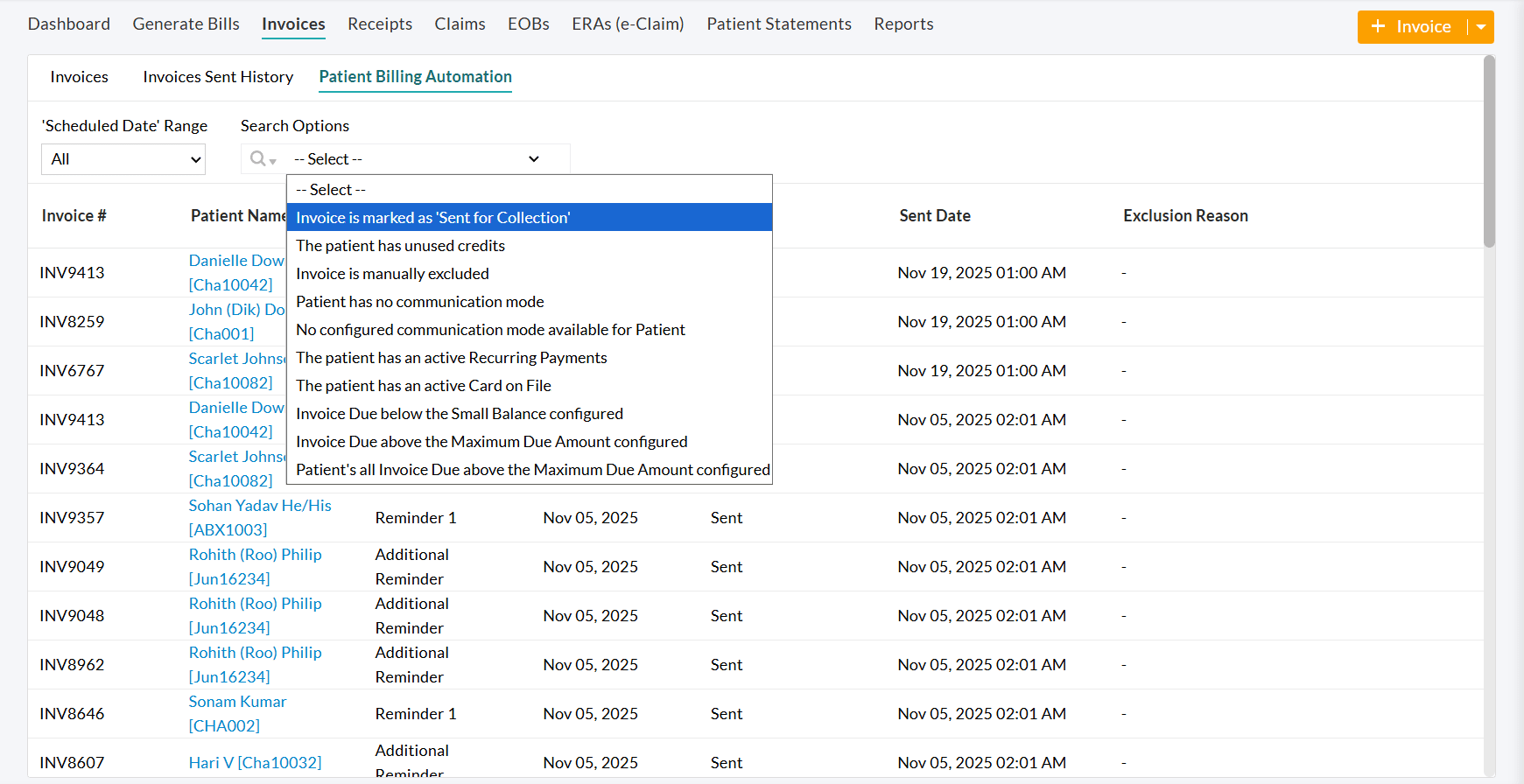 Tracking Patient Billing Automation Exclusion Reason