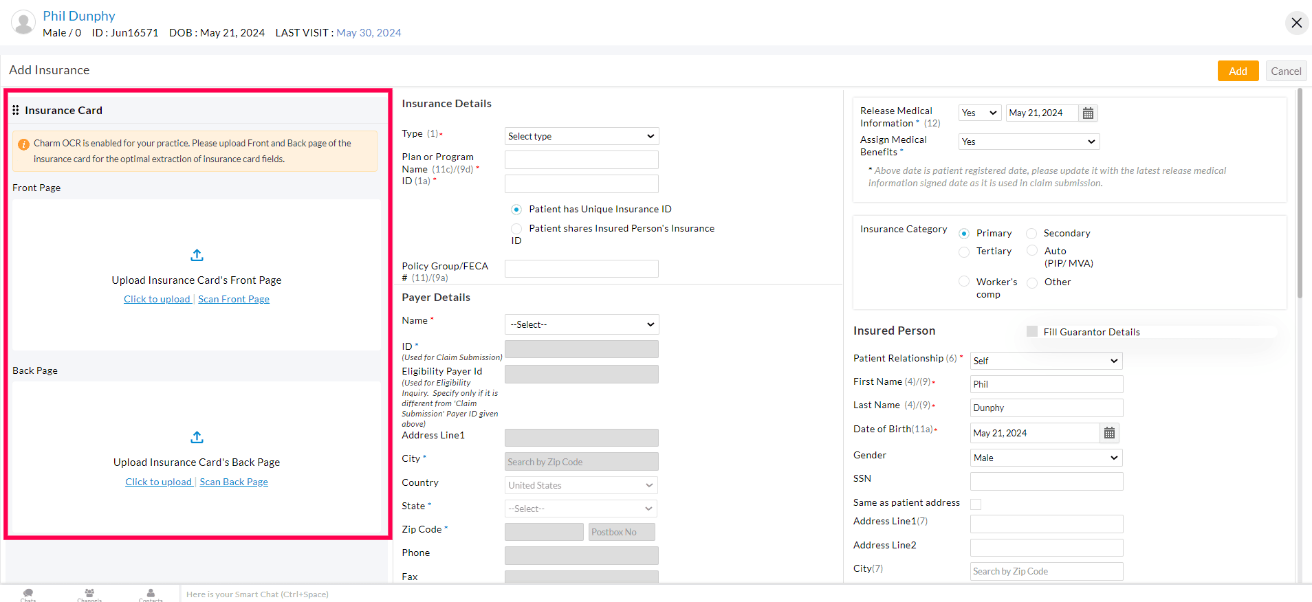 Upload Insurance Card Upload Insurance Card