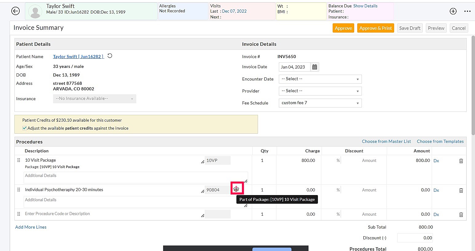 Using Package on the Same Visit