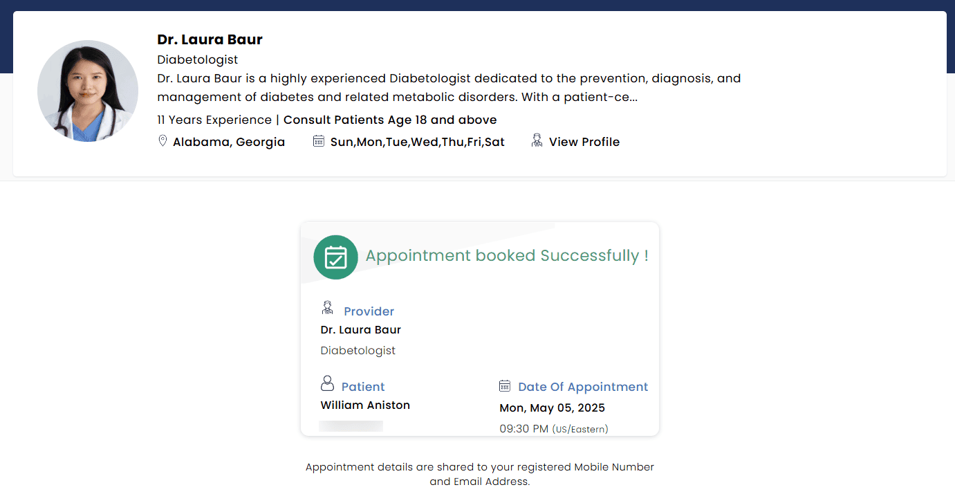 Appointment Successfull Message Appointment Successfull Message