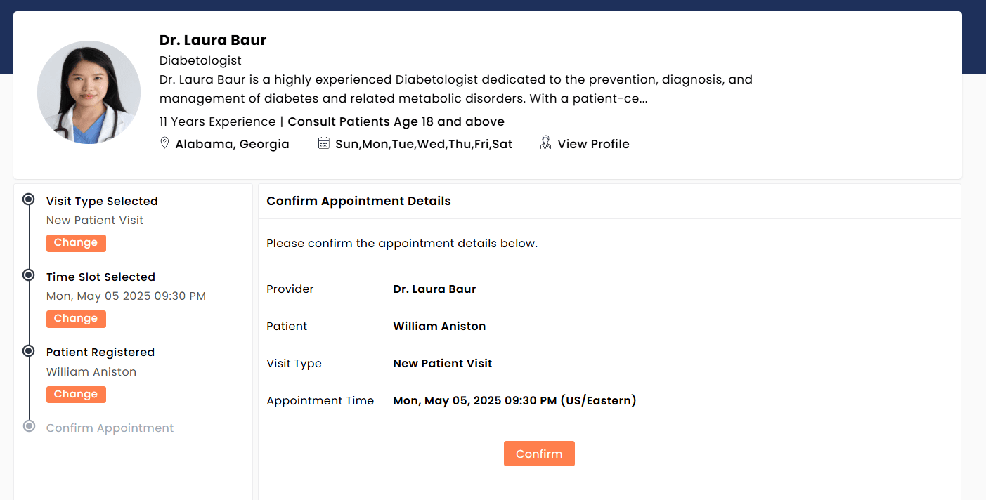 Confirm EasyCare Appointment Confirm EasyCare Appointment