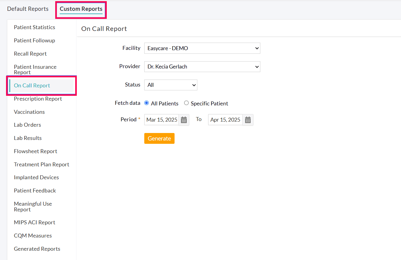 Custom On Call Reports
