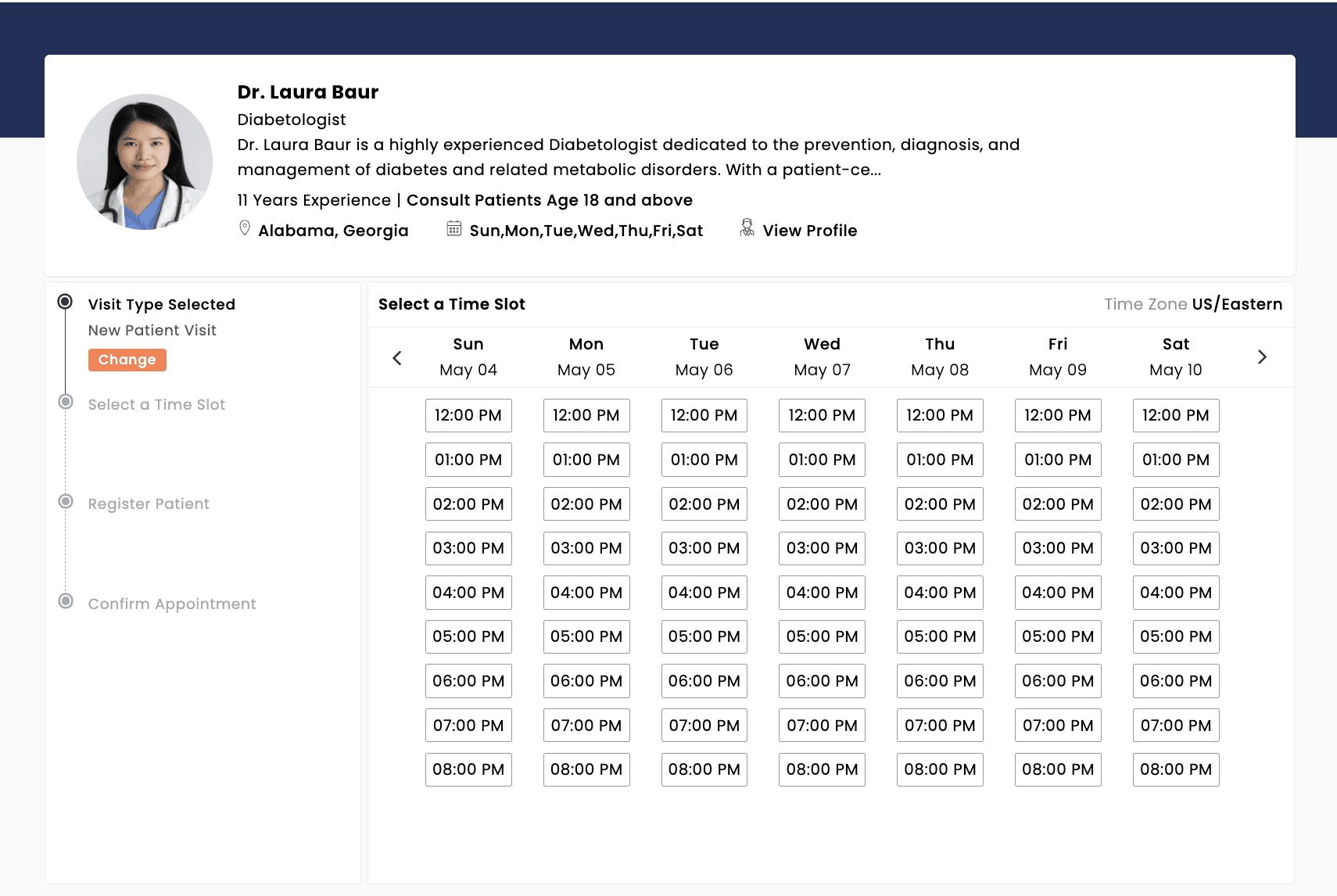 Select Time Slot Select Time Slot