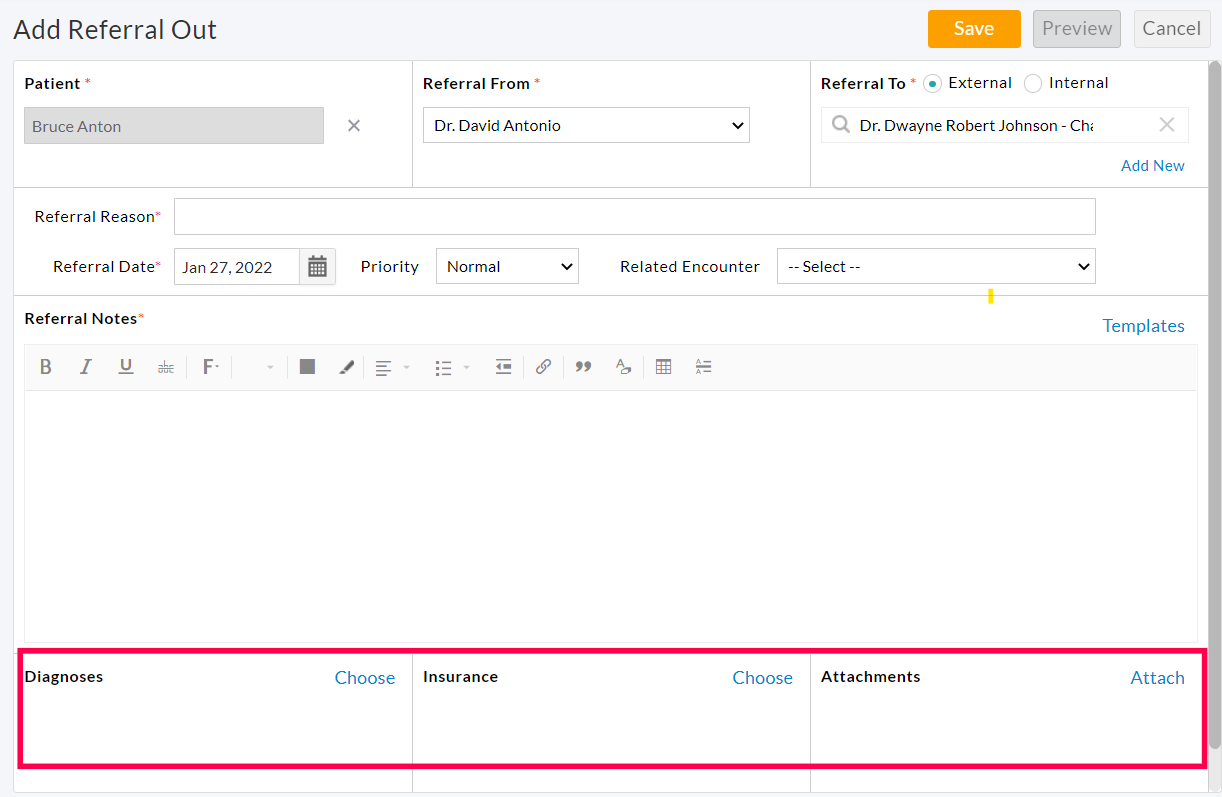 Add Referral Out DX Add Referral Out DX