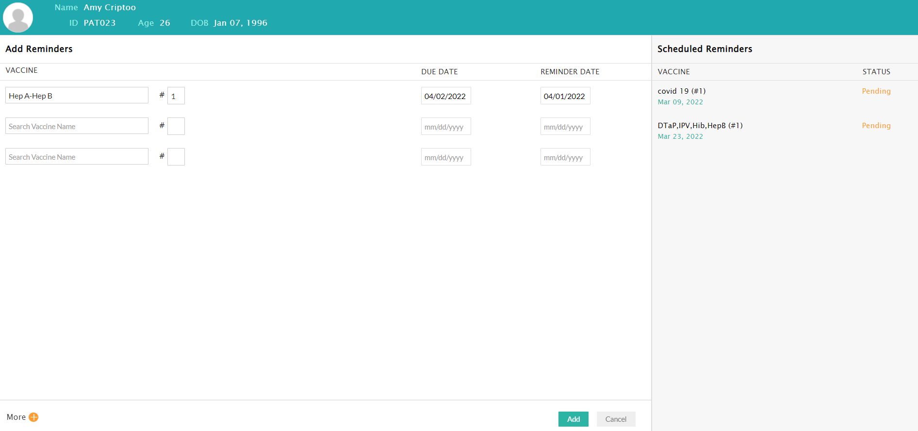 Add Reminders Add Reminders