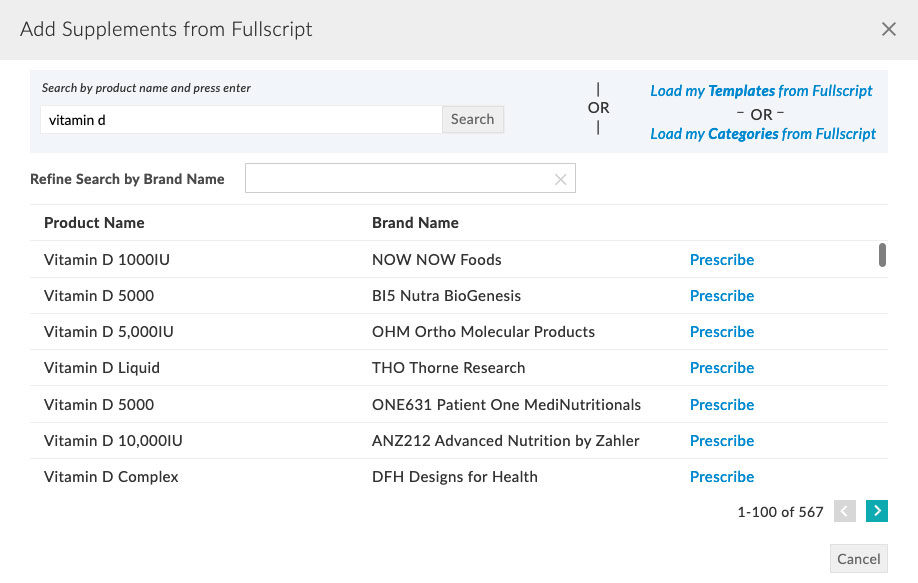 Add Supplement from Fullscript