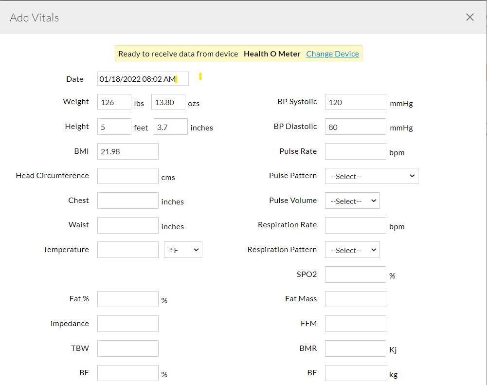 Add Vitals Add Vitals