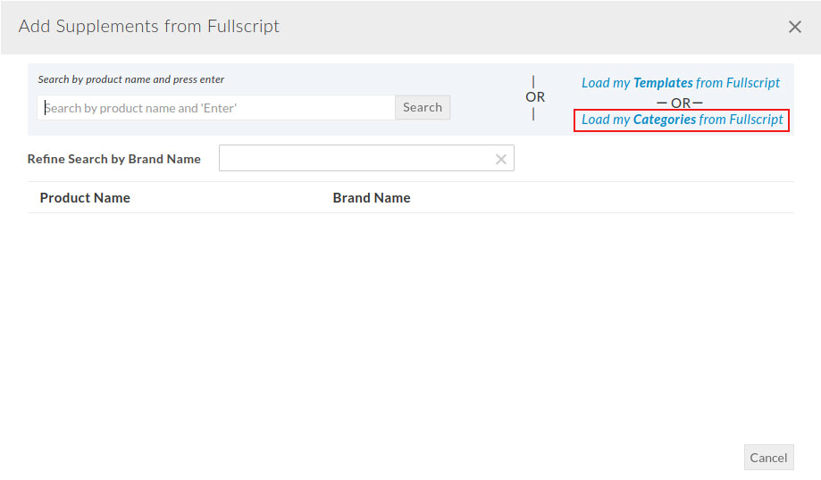 Load Fullscript Categories