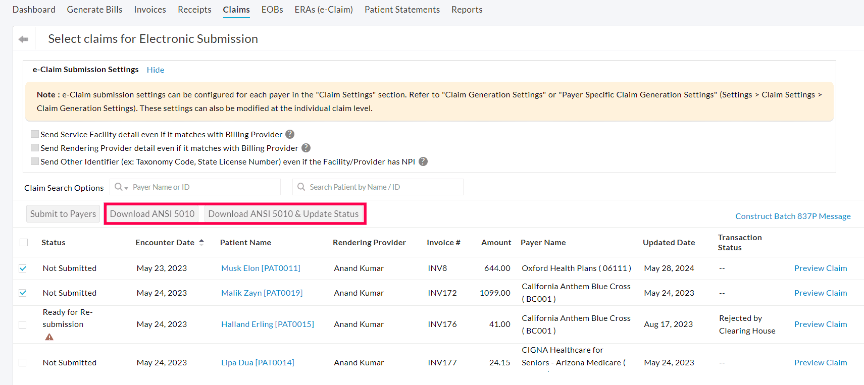 Download Claim ANSI 837P Files Download Claim ANSI 837P Files