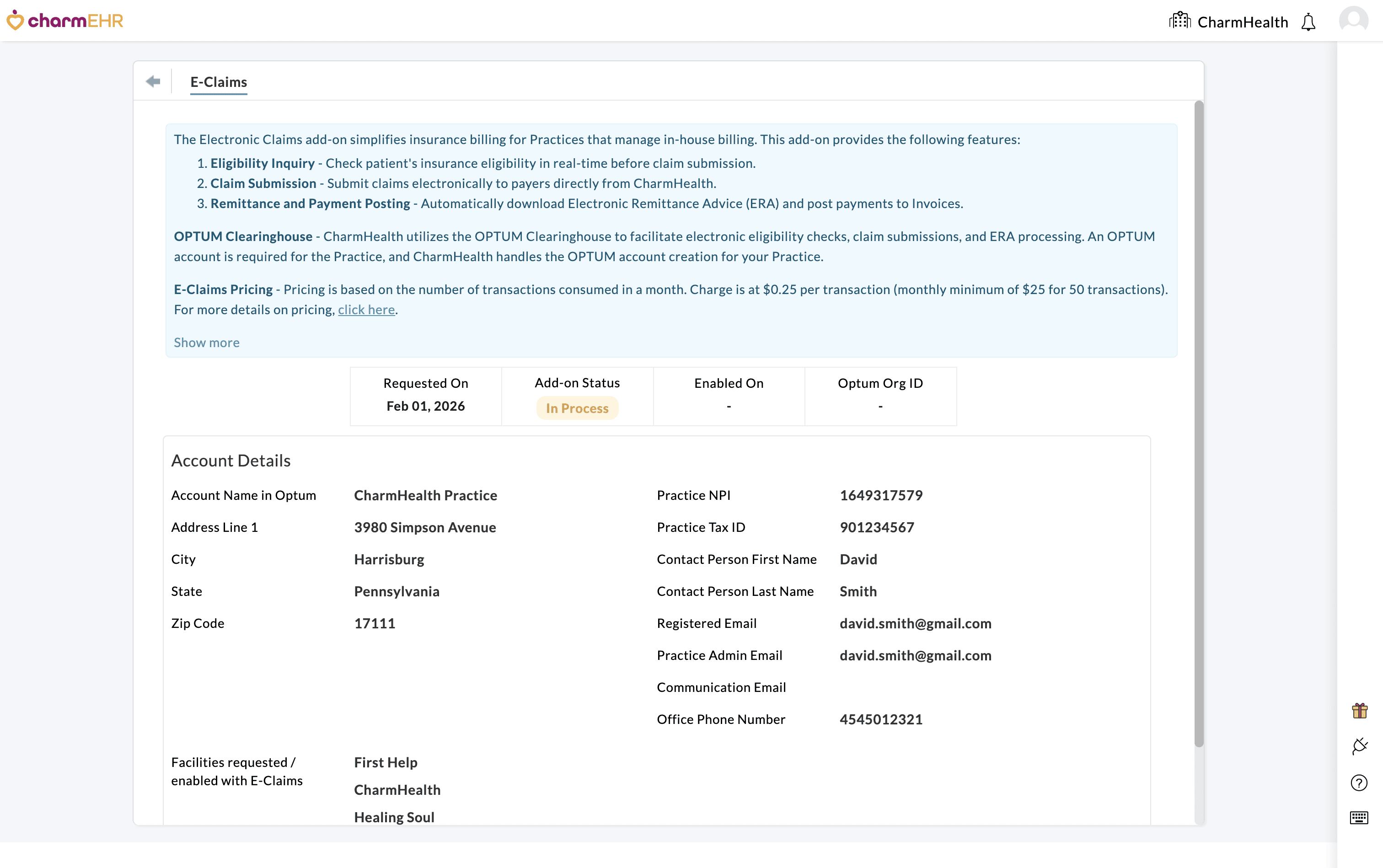 E-Claims in Process E-Claims in Process