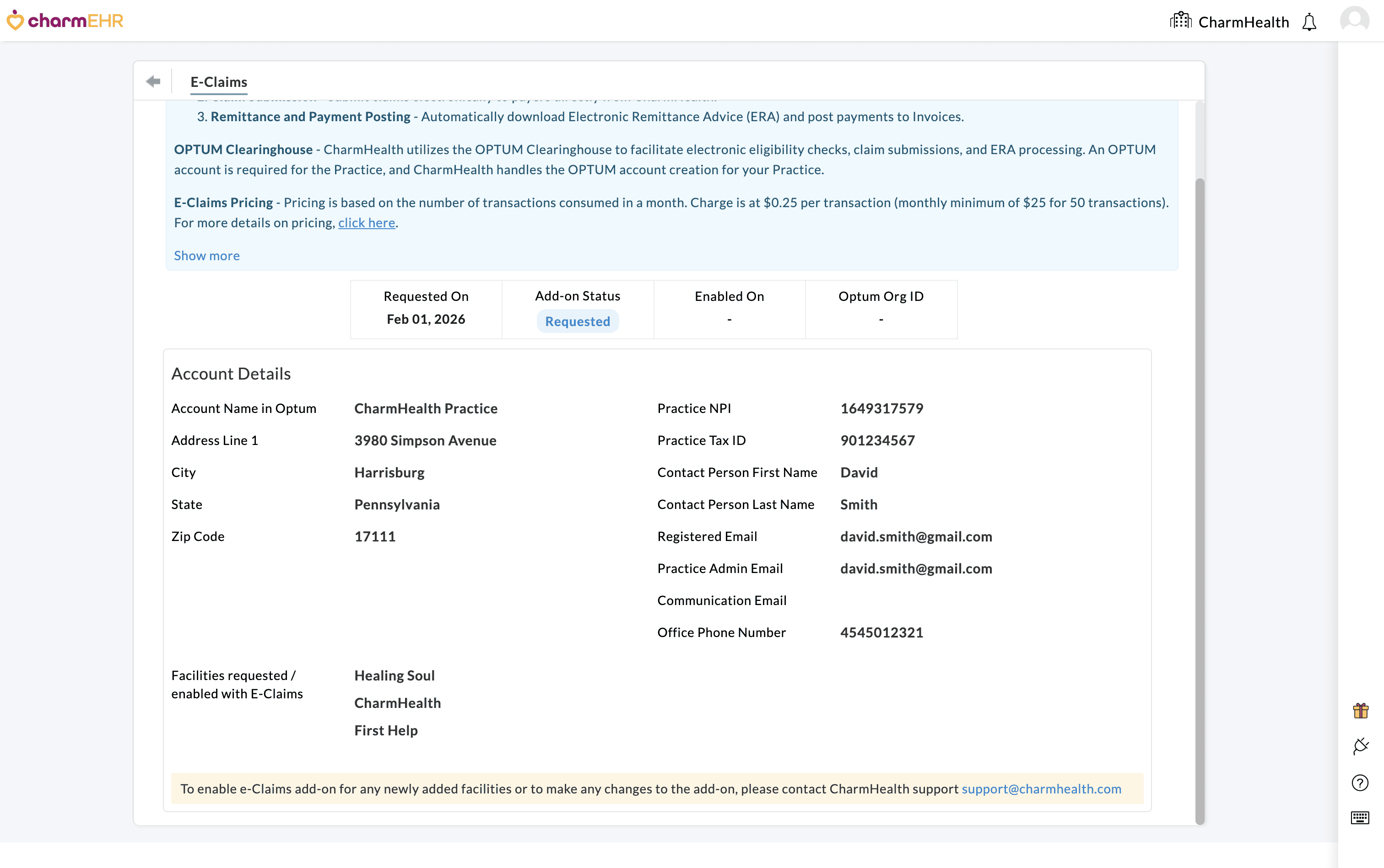 E-Claims Requested E-Claims Requested