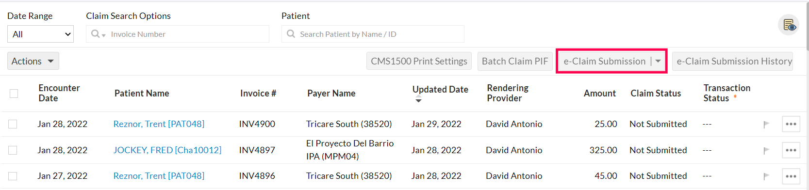 eClaim Submission Option eClaim Submission Option