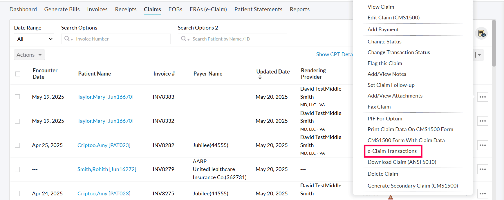 eClaim Transactions eClaim Transactions