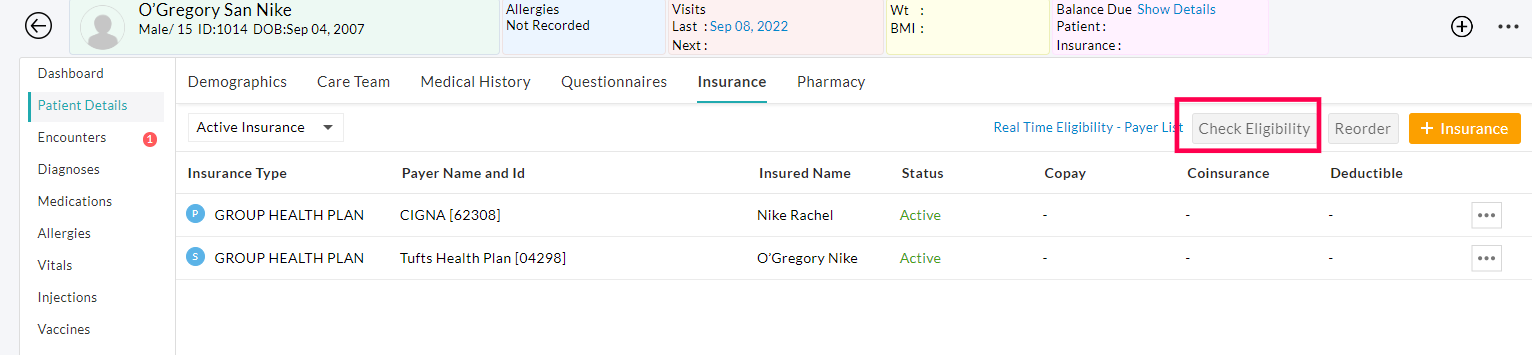 Insurance Eligibility Check Insurance Eligibility Check