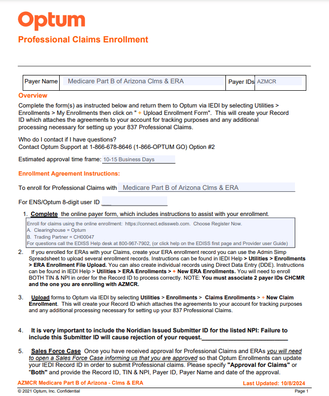 Optum Form Enrollment Agreement Instructions Optum Form Enrollment Agreement Instructions