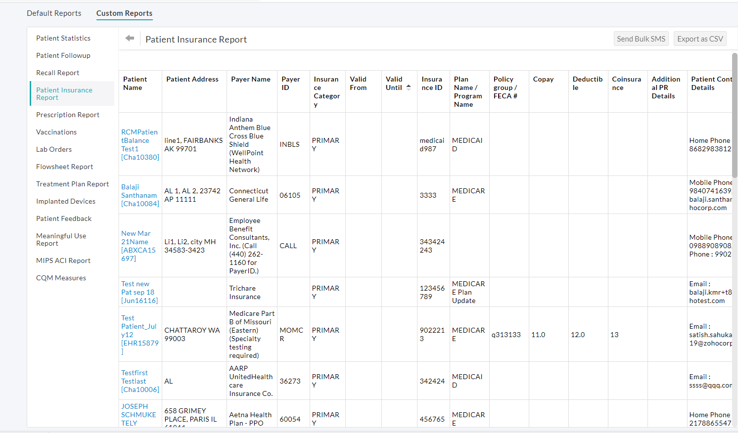 Patient Insurance Report Patient Insurance Report