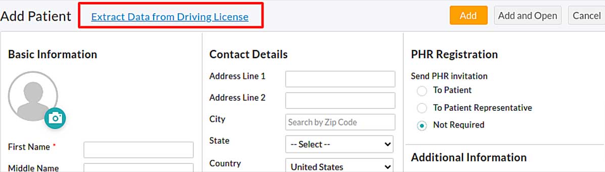 Extract Patient Data from Driving License Option