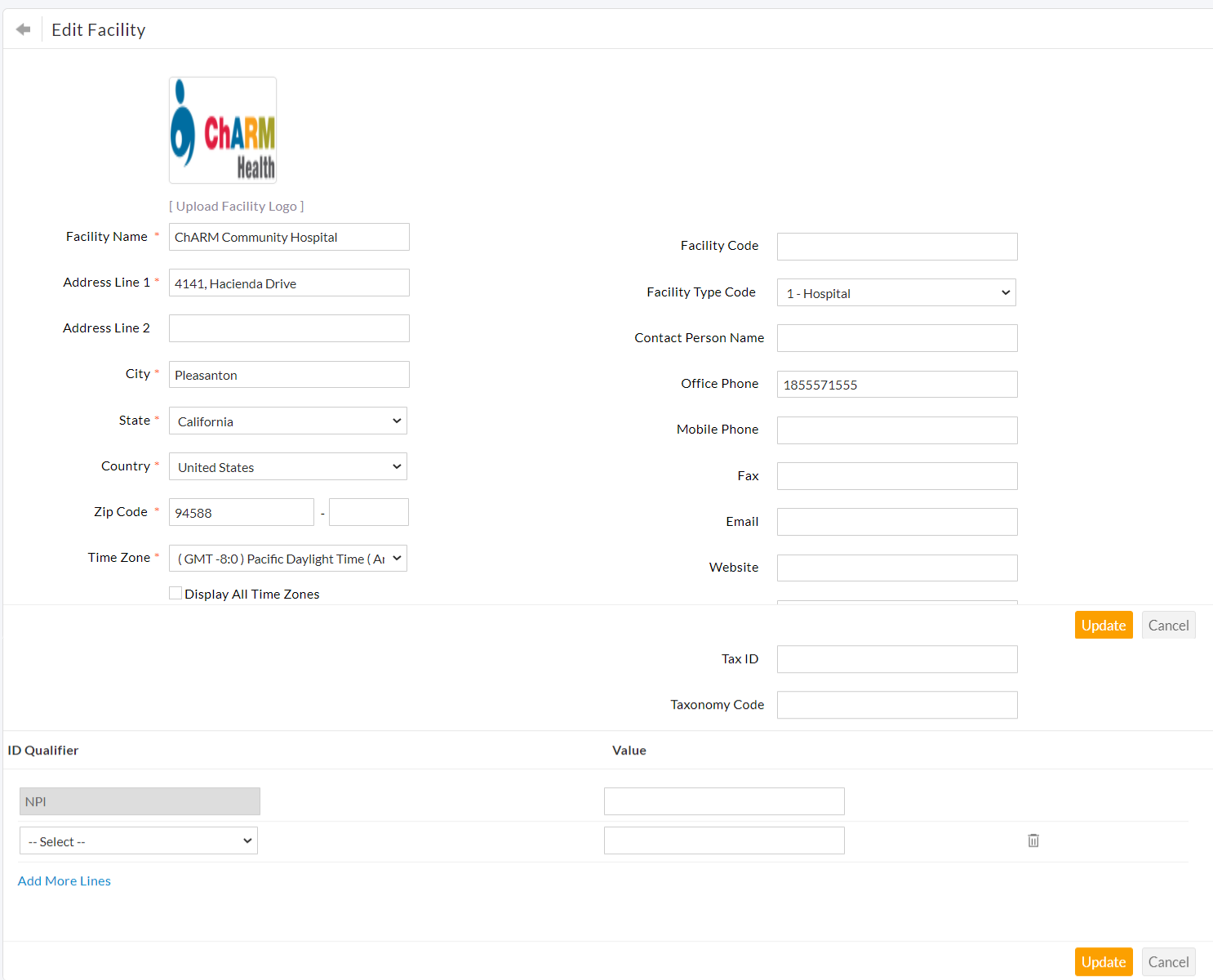 Update Facility Details Update Facility Details