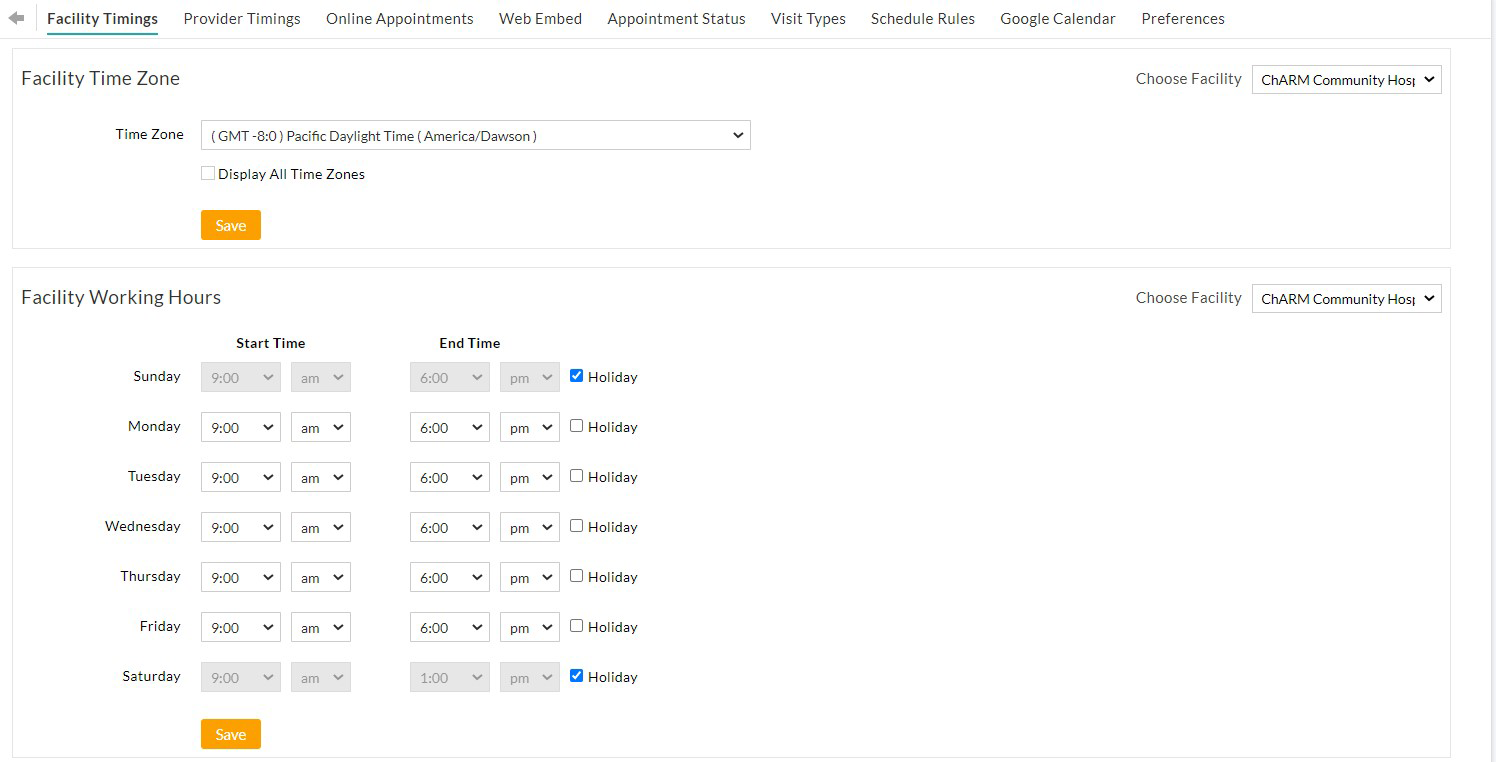 Update Timezone and Working Hours