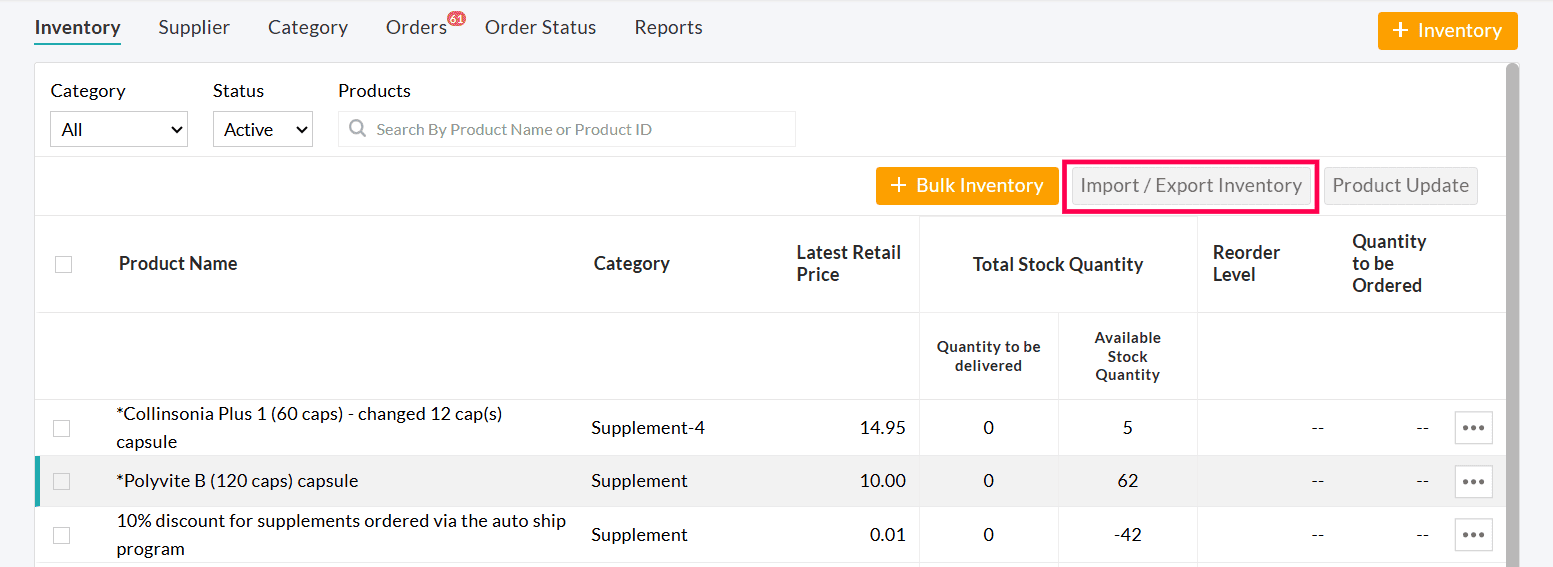 Import Export Button