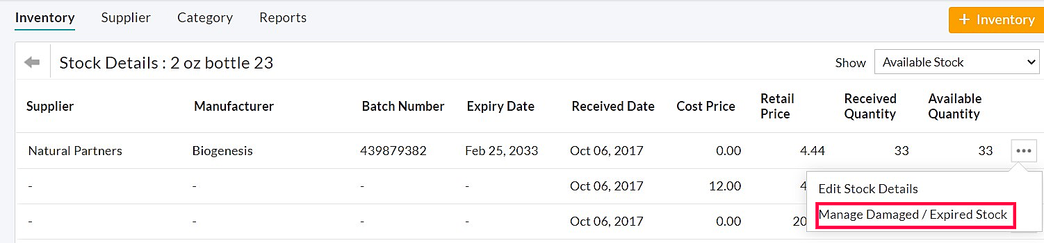 Manage Damaged Stock