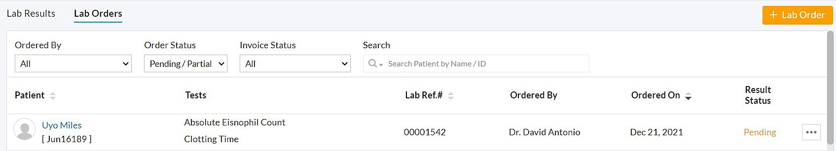 Add Lab Order Option