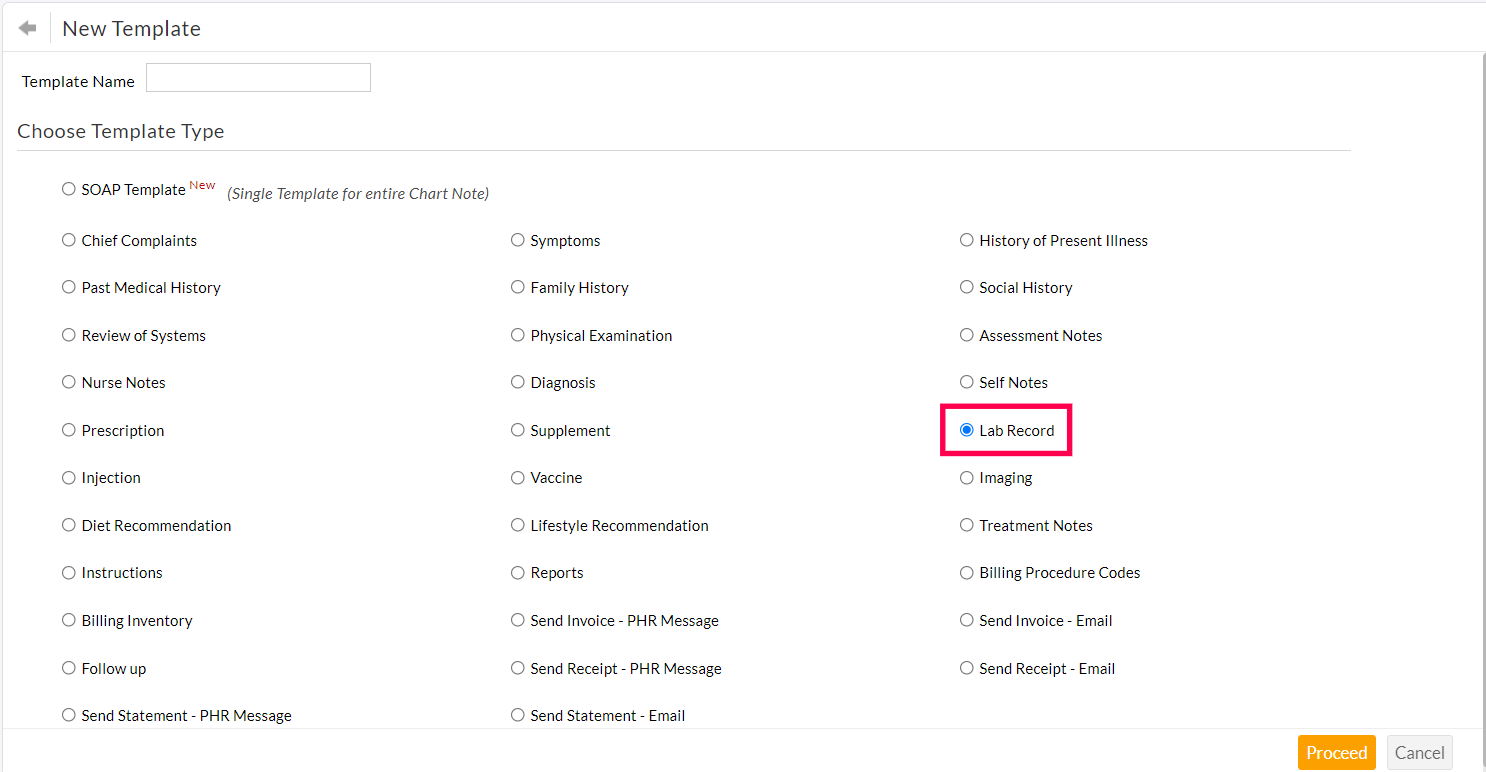 Choose Template Type