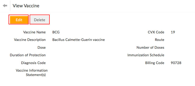 Edit Delete Vaccine