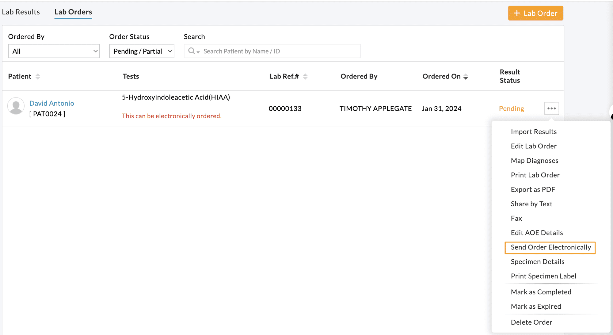 Send Order Electronically
