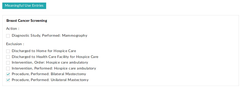 Breast Cancer Screening Exclusion