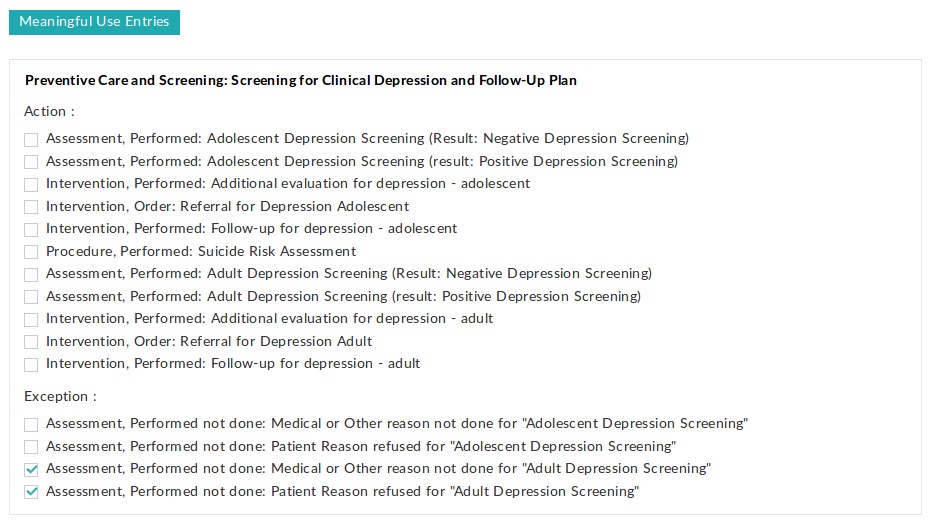 Clinical Depression Screening Exception