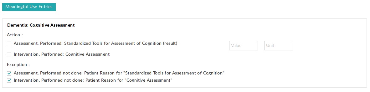 Dementia Assessment Exception